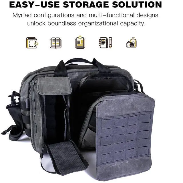 Alt view image 4 of 5 - Fynarzel Vintage Crossbody Messenger Bag for Men, Shoulder Satchel Laptop Bag Briefcase Waxed Canvas for Daily Commute, Work, Business,College Outdoor