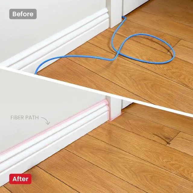 Alt view image 2 of 5 - InvisiLight Home Fiber Kit  Create a Nearly Invisible Wired Connection for Wi-Fi, Streaming, Gaming, and More, Ultra-Thin 0.6mm Adhesive Fiber, Easy DIY Installation, Up to 1Gbps Speed