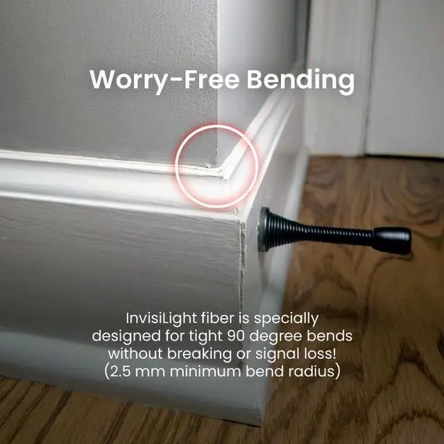 Alt view image 5 of 5 - InvisiLight Home Fiber Kit  Create a Nearly Invisible Wired Connection for Wi-Fi, Streaming, Gaming, and More, Ultra-Thin 0.6mm Adhesive Fiber, Easy DIY Installation, Up to 1Gbps Speed