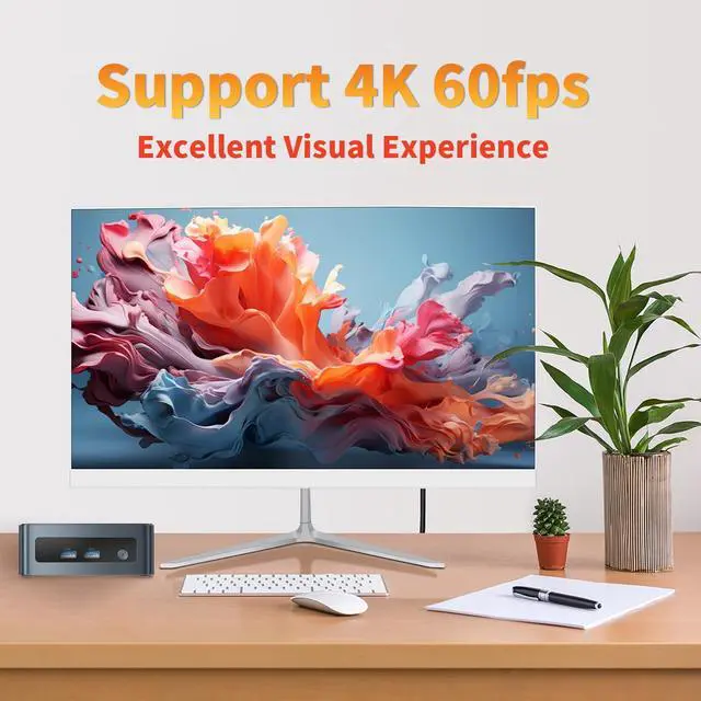 Alt view image 5 of 5 - Binxarn Mini PC AMD Ryzen 5 5500U(6C/12T, up to 4.0 GHz), up to 64GB RAM, Support 4K Triple Display, Wifi6 / BT5.2 / Dual HD, Type-C, DesktopComputer forOffice/Home(NO RamNO SSD NO OS)