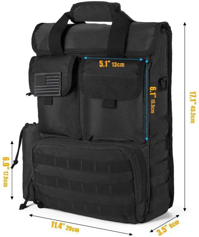 Alt view image 4 of 5 - AlcyoneusD Tactical Briefcase,17.3 Inch Military Laptop Messenger Bag Shoulder Crossbody Bag Handbag for Men (17.3''Black)