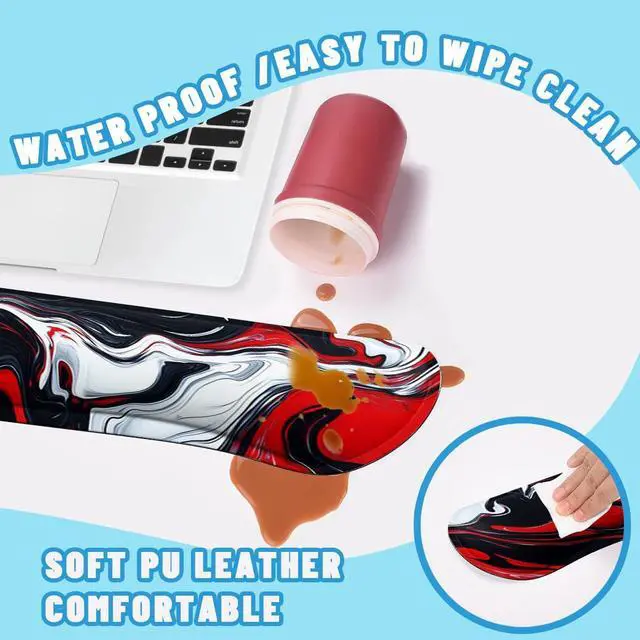 Alt view image 5 of 5 - Abstract Art Mouse Pad Set Red Black White Modern Fluid Art Gaming Mousepad 4in1 Desk Mat for Desktop Wrist Support Cup Coaster Set Ergonomic Computer Desk Arm Wrist for Decor Home Office