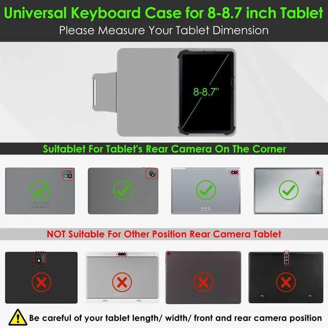 Alt view image 2 of 5 - DETUOSI Universal 8.0-8.7 inch Wireless Bluetooth Keyboard for iPad,Samsung Tablet, iPhone Smartphone, iOS, Android Tablets Multi-Device Travel Portable