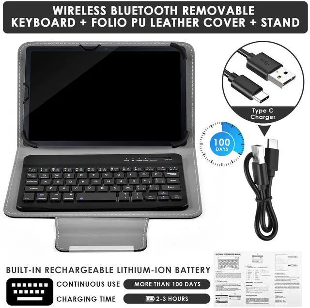 Alt view image 5 of 5 - DETUOSI Universal 8.0-8.7 inch Wireless Bluetooth Keyboard for iPad,Samsung Tablet, iPhone Smartphone, iOS, Android Tablets Multi-Device Travel Portable