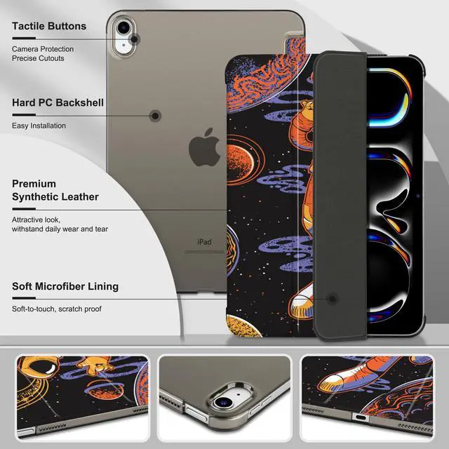 Alt view image 4 of 5 - MecBevia Case Compatible with iPad Air 11 Inch M3 (2025) / M2 (2024), iPad Air 10.9 Inch 5th Gen (2022) / 4th Gen (2020), Hard PC Back Cover with Auto Wake/Sleep, Cosmic Stroll