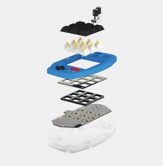 Alt view image 2 of 3 - KEEBMONKEY Customizable Mini Digital Mechanical Keyboard with Programmable Rotary Knob, VIA Compatible with RGB(Yellow)