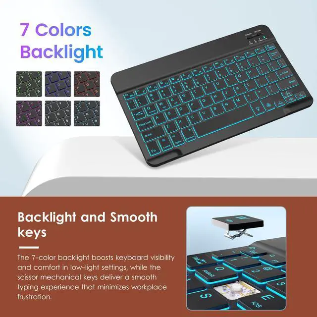 Alt view image 3 of 5 - VIKESI Keyboard Case for iPad (A16,2025) 11th Generation/iPad 10th Generation Case (10.9" 2022),Premium Leather Smart Cover,Built-in Breathing Light,Function Row,Pencil Holder,Card Slots - Tea Brown