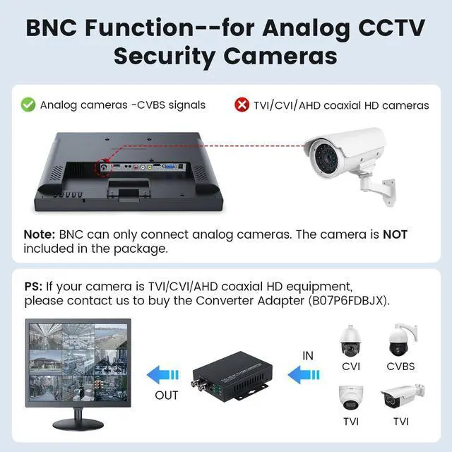 Alt view image 5 of 5 - Eyoyo 17 inch PC Security Monitor 1280x1024 5:4 View 170° Computer Monitors Support USB Full Format Video Playback NVR CCTV Monitor with AV HDMI VGA BNC Input Built-in Speaker, Remote Control