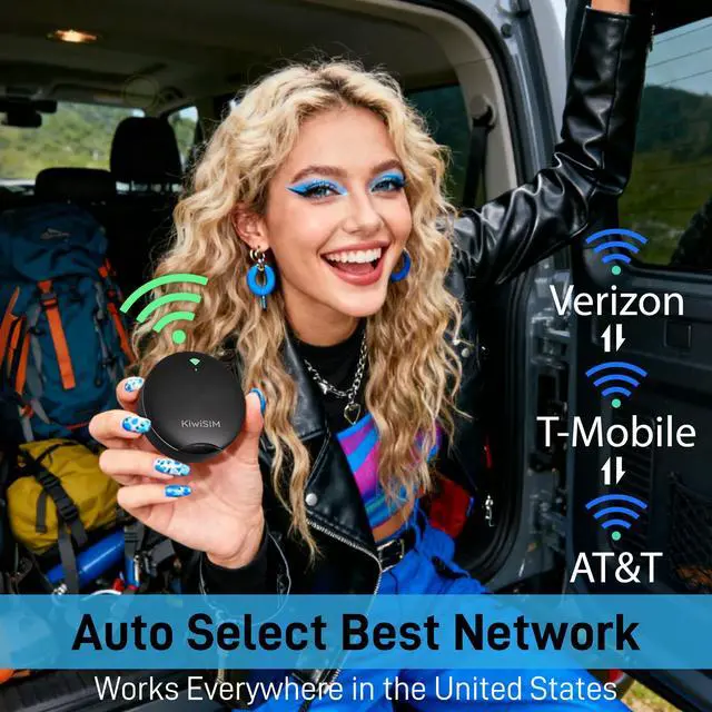 Alt view image 5 of 5 - KiwiSIM UFO Mobile Hotspot with Data 10GB-30Days, Portable Pocket WiFi 6 & 4G LTE Hotspot l MiFi, Support AT&T, T-Mobile, Verizon, 10 Devices, USA Coverage, No SIM Card Required, No Contract, Black