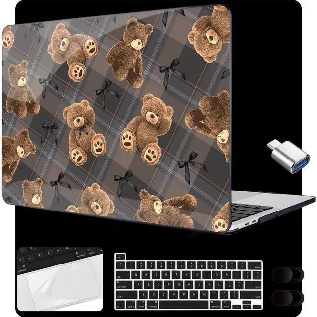 Main image of MEEgoodo for MacBook Pro 13 inch Case 2022 2021 2020 A2338 M2/M1 A2251 A2289 with Touch ID,Clear Laptop Hard Shell Cases with Keyboard Webcam Cover & Trackpad Film & Type C Adapter, Cute Little Bear