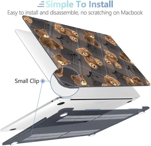 Alt view image 4 of 5 - MEEgoodo for MacBook Pro 13 inch Case 2022 2021 2020 A2338 M2/M1 A2251 A2289 with Touch ID,Clear Laptop Hard Shell Cases with Keyboard Webcam Cover & Trackpad Film & Type C Adapter, Cute Little Bear