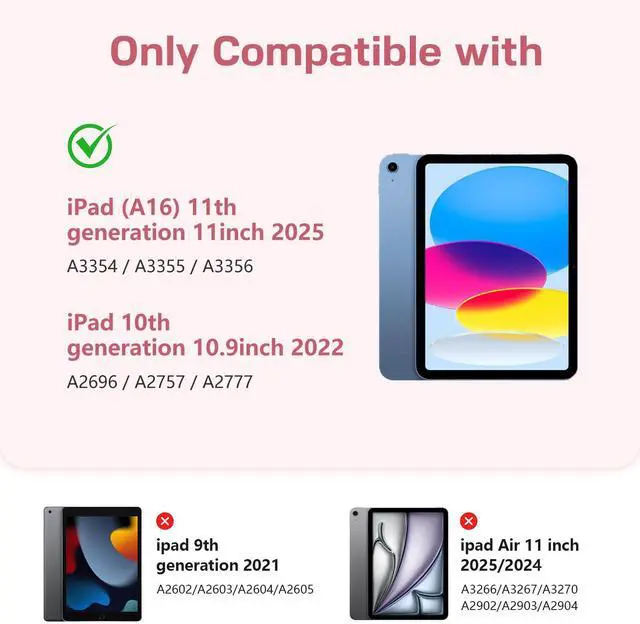 Alt view image 2 of 5 - LEOMARON for iPad (A16) 11th/10th Generation Case with Keyboard, 7-Color Backlit, Detachable Keyboard Case for iPad A16 11 inch 2025 & 10th Gen 10.9 inch 2022, Folio Cover with Pencil Holder, Pink