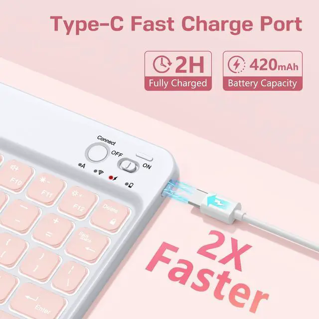 Alt view image 4 of 5 - LEOMARON for iPad (A16) 11th/10th Generation Case with Keyboard, 7-Color Backlit, Detachable Keyboard Case for iPad A16 11 inch 2025 & 10th Gen 10.9 inch 2022, Folio Cover with Pencil Holder, Pink