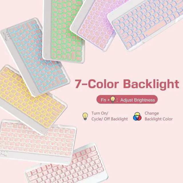 Alt view image 3 of 5 - LEOMARON for iPad (A16) 11th/10th Generation Case with Keyboard, 7-Color Backlit, Detachable Keyboard Case for iPad A16 11 inch 2025 & 10th Gen 10.9 inch 2022, Folio Cover with Pencil Holder, Pink