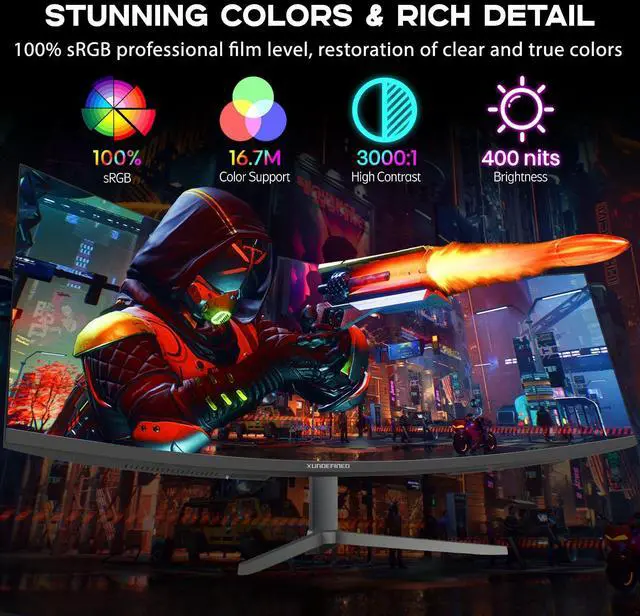 Alt view image 4 of 5 - 49 inch Curved Monitor with Remote, 165Hz WDQHD(5120 x 1440p) 5K Ultrawide Gaming Monitor R1500, HDR400, 3000:1 Contrast, sRGB 100%, USB-C, FreeSync, PIP/PBP, Built-in Speaker, HDMI 2.1 & DP 1.4