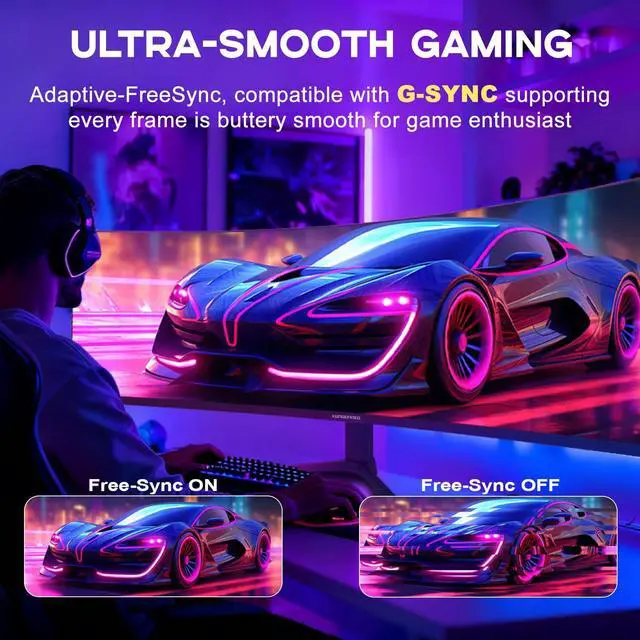 Alt view image 5 of 5 - 49 inch Curved Monitor with Remote, 165Hz WDQHD(5120 x 1440p) 5K Ultrawide Gaming Monitor R1500, HDR400, 3000:1 Contrast, sRGB 100%, USB-C, FreeSync, PIP/PBP, Built-in Speaker, HDMI 2.1 & DP 1.4