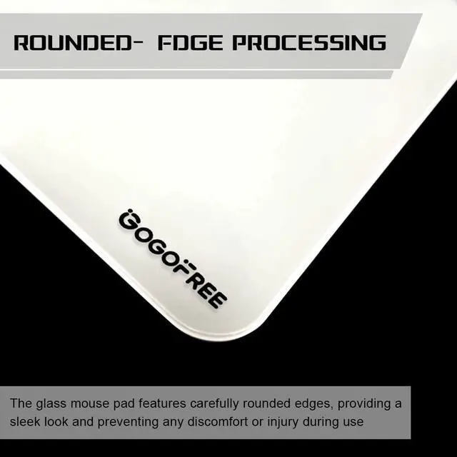 Alt view image 4 of 5 - gogofree Glass Mouse pad for Gaming, Ultra Smooth Mouse Mat with Hard Surface, Large Tempered Glass Mouse Pad Precision Speed Control for Games and Office (White, 19.7" L x 15.7" W)