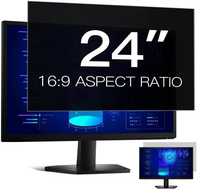 Main image of Easges 24 Inch Computer Privacy Screen Filter for 16:9 Aspect Ratio, Anti-Glare, Eye Protection, Anti-Blue Light Computer Monitor Privacy Filter, Removable Anti-Scratch 24in Protector Film