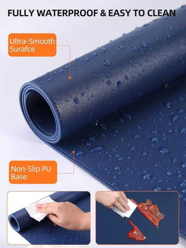 Alt view image 5 of 5 - TopMade Mouse Pad with 15W Wireless Charging, XXL Large Leather Desk Mat, Waterproof Gaming Mousepad Home Office Desk Pad Protector, Computer Keyboard Pad, Mouse Mat for for MacBook, PC, Laptop, Blue