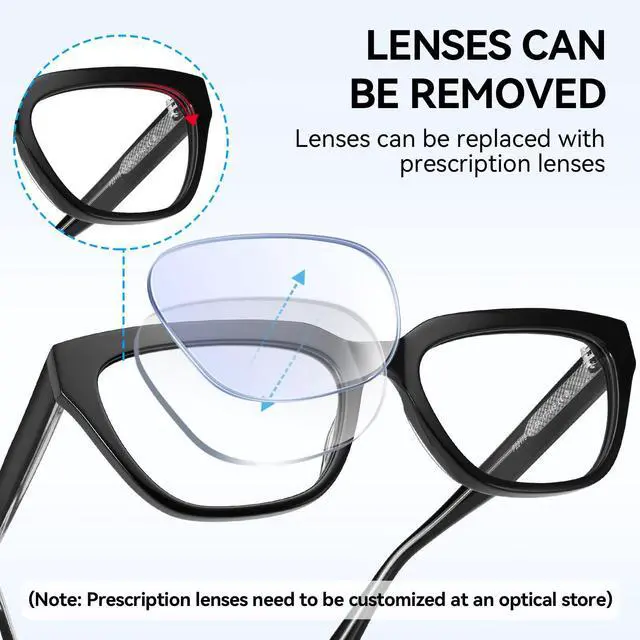 Alt view image 4 of 5 - Dollger Blue Light Blocking Glasses For Woman Men Rectangle Cat Eye Computer BlueLight Glasses Clear Lens Non-Prescription Black