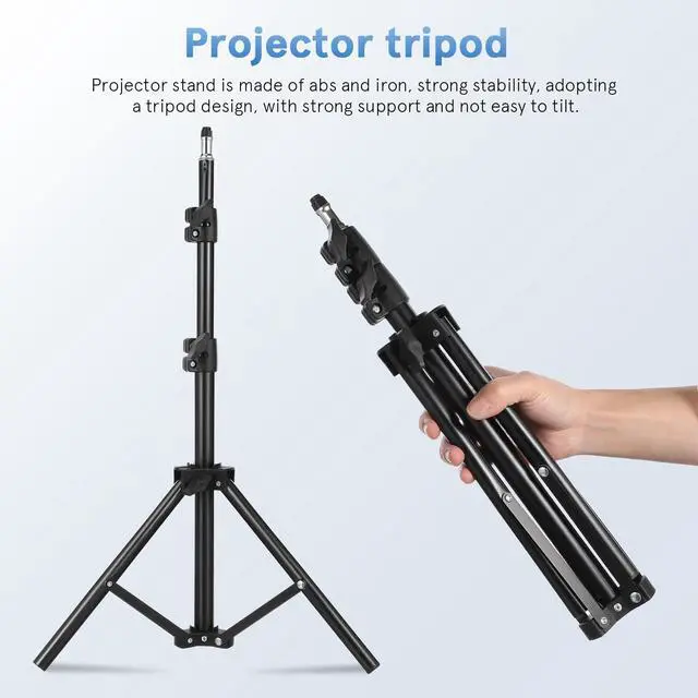 Alt view image 4 of 5 - Veemoon Portable Projector Stand Tripod with Tray, 44. 88 Inch Height Adjustable Laptop Tripod Stand Floor Projector Shelf for Home Theater Office Studio, Bear Weight  2kg (Tray Size 7.09 x 9.84)