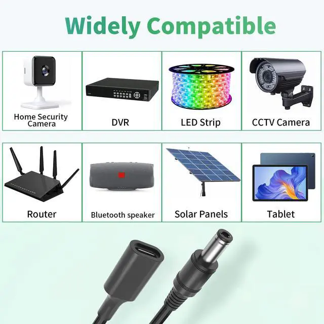 Alt view image 4 of 5 - Varbmt 3Pack USB C to DC 5.5mm x 2.1mm Power Cord 1Ft, USB Type C Female to DC 5521 Male Plug 5V 3A Power Charging Cable Extension Cord for Printer, CCTV, Digtal Piano, Balenced Bicvcle, LED Light