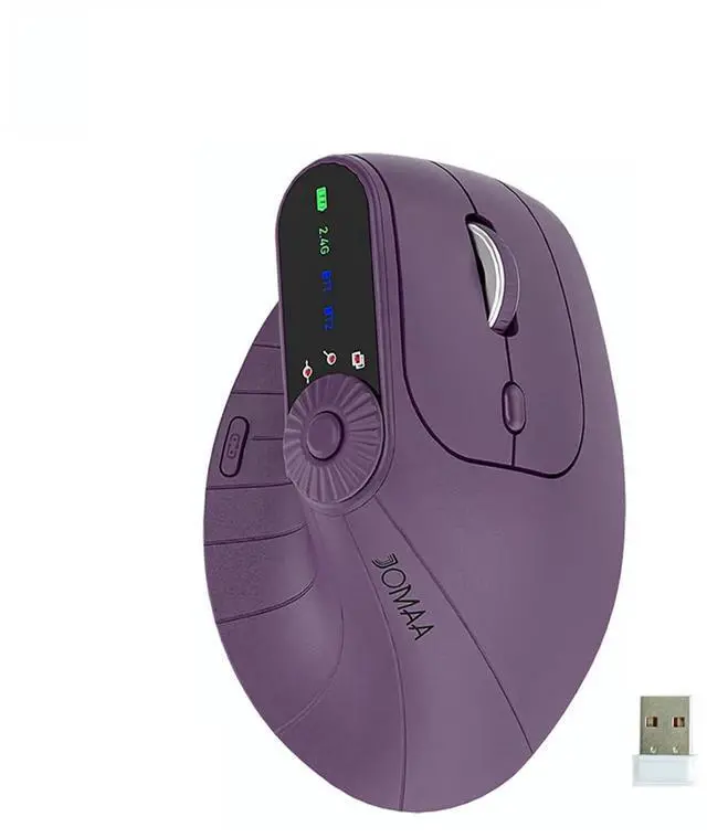 Main image of JOMAA Wireless 2.4G & Dual Bluetooth Three-Channel Ergonomic Vertical Mouse Adjustable DPI, Multi-Function Turntable for PC, Laptop, MacBook, Rechargeable (Purple)