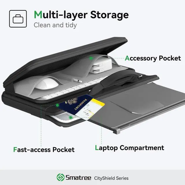 Alt view image 3 of 5 - Smatree CityShield Laptop Shoulder Case for 14.6 inch Samsung Galaxy Tab S10/S9/S8 Ultra, for 14 inch Galaxy Chromebook Go, for Galaxy Book5/4/3 Pro/3 360/2 360, for 13.3 inch GalaxyChromebook2 (MC05)
