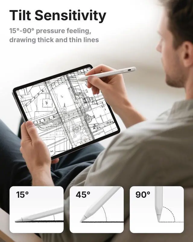 Alt view image 5 of 5 - Metapen Pencil A8 V4 for iPad 2018-2025, Upgrade Magnetic Attraction, 2X Fast Charge, Low Latency Stylus Pen for iPad 11-6th Gen, Pro 12.9/11/13-inch M4, Air 3/4/5/M2/M3, Mini 5/6/7th A17 Pro