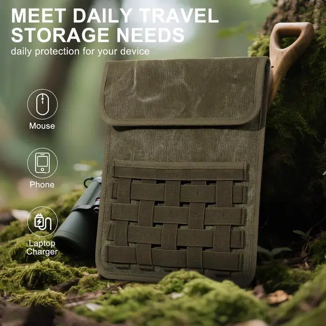 Alt view image 4 of 5 - Gexmil Protective Laptop Sleeve for 13-13.3 Inch, MacBook Pro 13 M2(2022) M1(2021) Case, Cover for MacBook Air 13 M4 M3 M2 M1(2025-2020), Military Vintage Style,Army Green