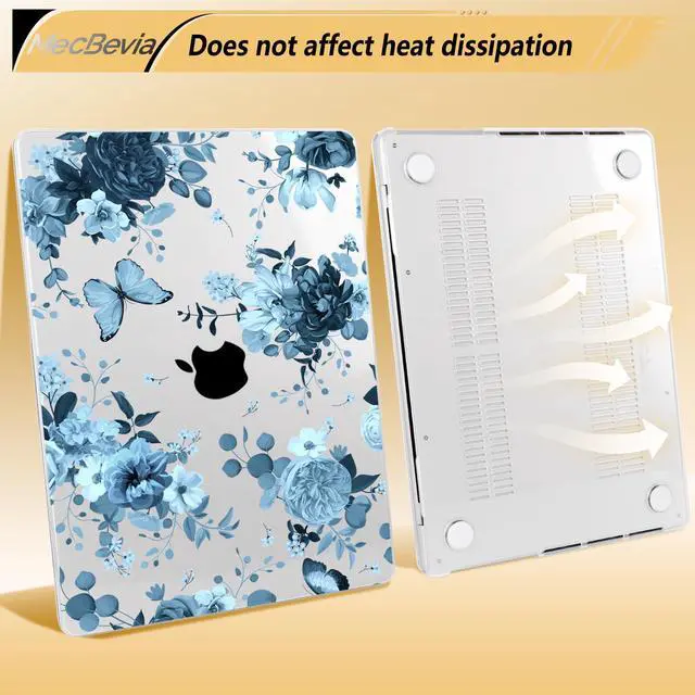 Alt view image 4 of 5 - MecBevia for MacBook Pro 16 Inch Case (20252021, M4/M3/M2/M1 Pro & Max, Model A3403 A3186 A2991 A2780 A2485), Hard Shell & Keyboard Cover, Screen Protector, Webcam Cover, Adapter, Blue Flowers