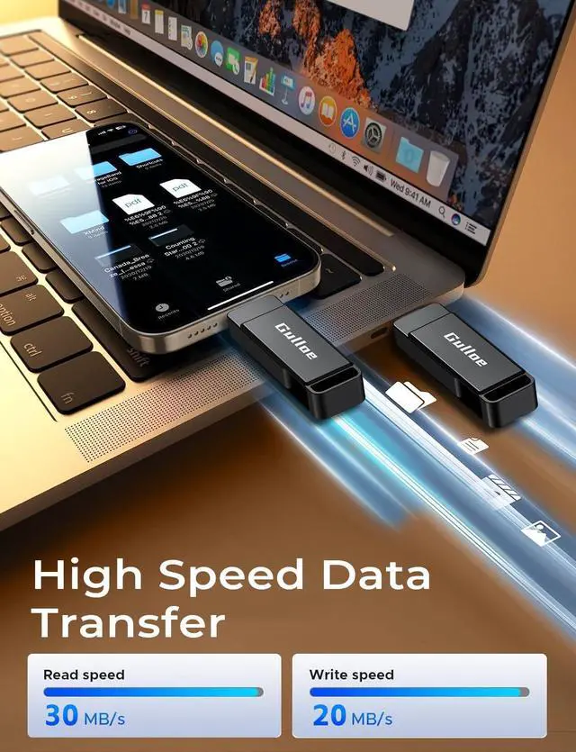 Alt view image 3 of 5 - Gulloe 256GB Flash Drive Intended for iPhone, Memory Stick Storage for Photos and Videos Backup, Compatible with iPhone iPad Android PC, Plug and Play, No Application Required (Metal Grey)