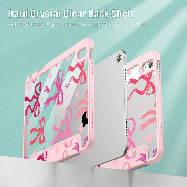 Alt view image 4 of 5 - May Chen for iPad (A16) 11th Generation Case 11 Inch 2025, iPad 10th Gen Case 2022 10.9 inch, Built-in Pencil Holder with Shockproof Cover Clear Transparent Back Shell Auto Wake/Sleep, Bow Ribbon