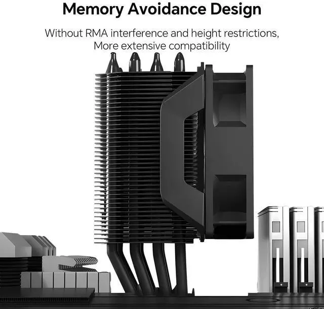 Alt view image 3 of 5 - Hyper 411 Nano ARGB CPU Cooler, 2500RPM PWM Fan, Noise Level 30.04 dBA,4 Copper Heat Pipes, 136mm Tall, AMD Ryzen AM5|AM4, Intel LGA 1851|1700 Brackets