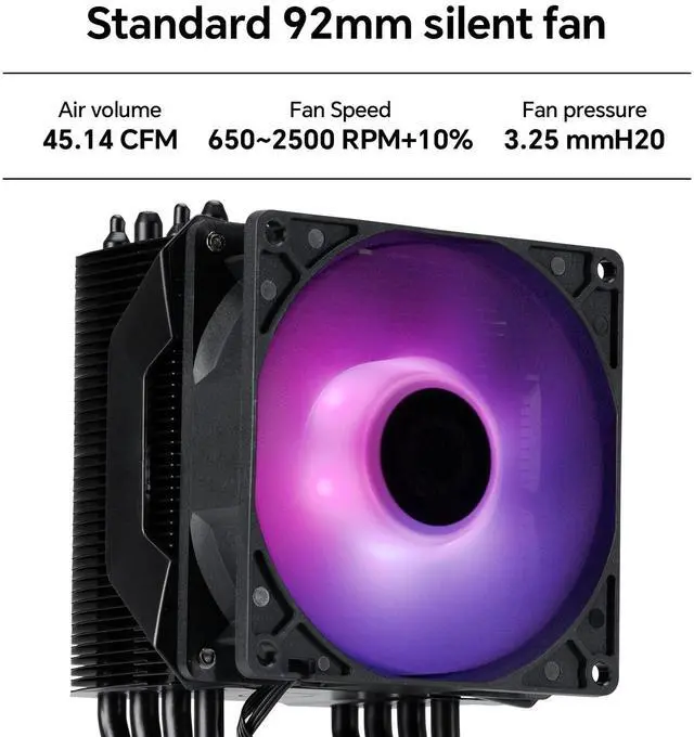 Alt view image 5 of 5 - Hyper 411 Nano ARGB CPU Cooler, 2500RPM PWM Fan, Noise Level 30.04 dBA,4 Copper Heat Pipes, 136mm Tall, AMD Ryzen AM5|AM4, Intel LGA 1851|1700 Brackets