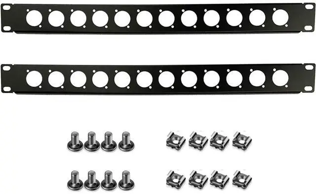 Main image of Harrisen 2PCS Hinged Rack Panel1U12D XLR HDMI Audio Rack Mount Panel for 19 inches Audio Enclosure Server Computer Equipment Studio