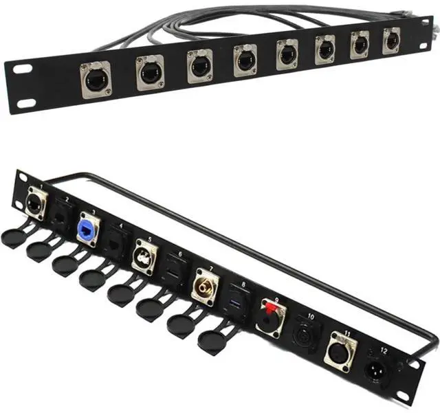 Alt view image 5 of 5 - Harrisen 2PCS Hinged Rack Panel1U12D XLR HDMI Audio Rack Mount Panel for 19 inches Audio Enclosure Server Computer Equipment Studio