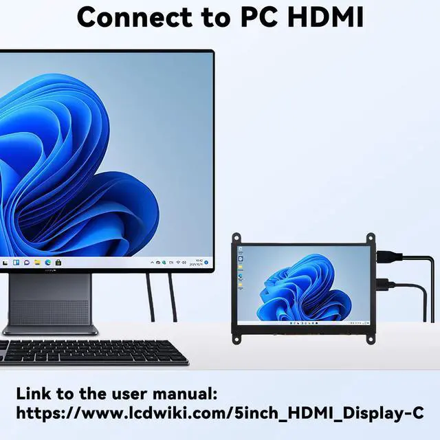 Alt view image 5 of 5 - 5 Inch Mini Monitor Small Monitor with Capacitive Touch Screen 1024 * 600 High Pixel Display Full View HDMI- IPS Monitors Portable Tiny Tv for Raspberry Piscreen for BB Blackfor Banana Pi etc