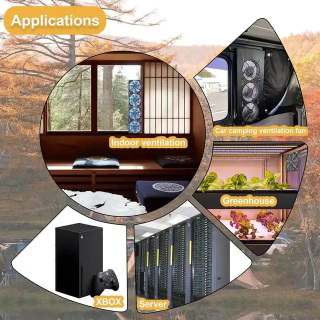 Alt view image 3 of 5 - 12025 4 * 120 mm x 25 mm Small Brushless Axial Cooling Fan Big Airflow, AC 100V - 240V Speed Control Fan, for Cabinet Computer Case Chassis Server Workstation Amplifier Pet Box Cooling (4)