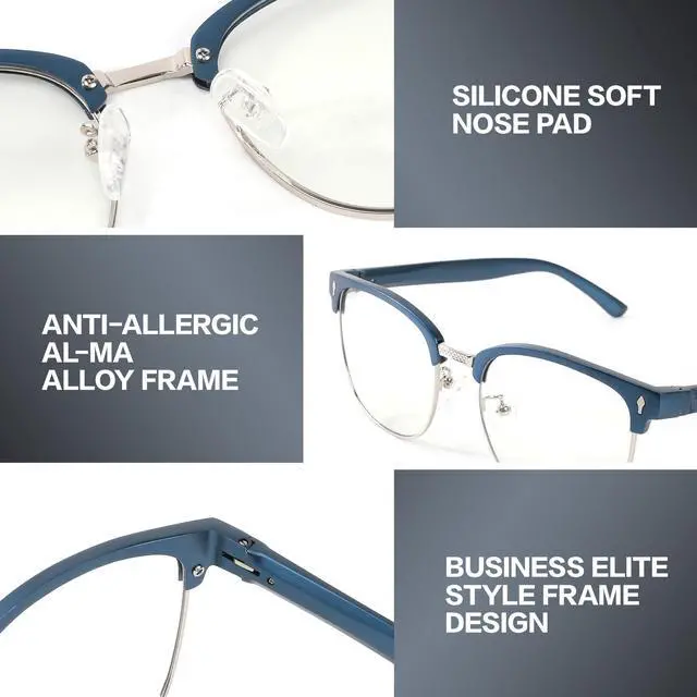 Alt view image 4 of 5 - BIRCEN Blue Light Blocking Glasses: Al-Mg Metal Clear Bluelight Computer & Reading Glasses for Men Women Anti Eyestrain on Office & Home