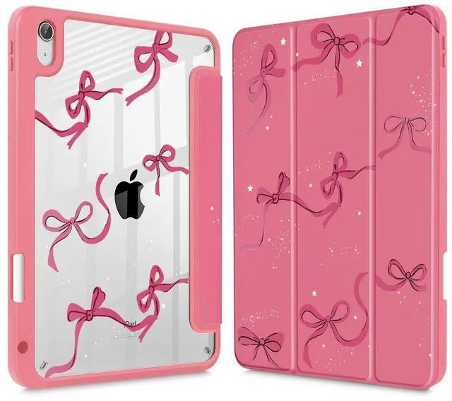 Main image of May Chen for iPad (A16) 11th Generation Case 11 Inch 2025, iPad 10th Gen Case 2022 10.9 inch, Built-in Pencil Holder with Shockproof Cover Transparent Back Shell Auto Wake/Sleep, Watermelon red Bow