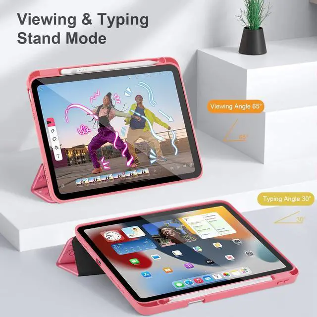 Alt view image 5 of 5 - May Chen for iPad (A16) 11th Generation Case 11 Inch 2025, iPad 10th Gen Case 2022 10.9 inch, Built-in Pencil Holder with Shockproof Cover Transparent Back Shell Auto Wake/Sleep, Watermelon red Bow