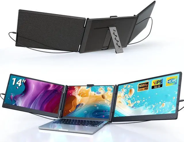 Main image of Ygretyrjh Laptop Screen Extender, 14" Triple Portable Monitor for Laptop, 1080P FHD IPS Screen Extender Monitors for 13"-17", Travel Monitor for Mac/Windows/Chrome, Built-in Speakers