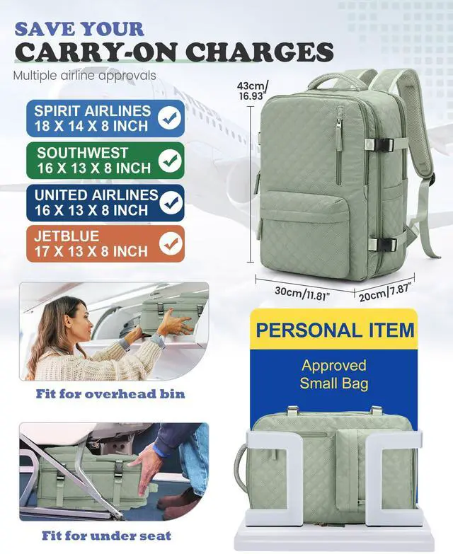 Alt view image 3 of 5 - Travel Vacuum Storage Backpack with Air Pump Vacuum Seal Compression Space Saver Bags Clothing Vacpack 18x14x8 inches Travel Bag Carry on Personal item Laptop Work Backpacks Women LightGreen