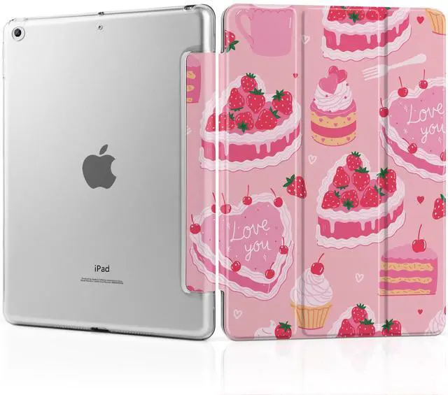 Main image of MEEgoodo Case for iPad 10.2 inch, Case for iPad 9th Generation 2021/ 8th Generation 2020/ 7th Gen 2019, Tablet Cover with Silk Texture & PC Back Cover, Cute Pink Desserts