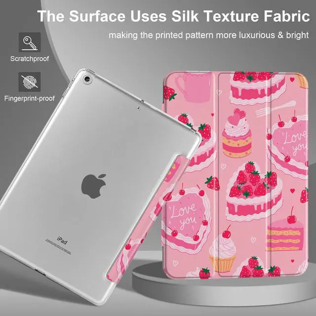 Alt view image 2 of 5 - MEEgoodo Case for iPad 10.2 inch, Case for iPad 9th Generation 2021/ 8th Generation 2020/ 7th Gen 2019, Tablet Cover with Silk Texture & PC Back Cover, Cute Pink Desserts