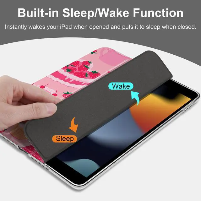 Alt view image 4 of 5 - MEEgoodo Case for iPad 10.2 inch, Case for iPad 9th Generation 2021/ 8th Generation 2020/ 7th Gen 2019, Tablet Cover with Silk Texture & PC Back Cover, Cute Pink Desserts