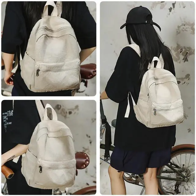 Alt view image 5 of 5 - MaxxCloud Mini Canvas Backpack for Men Women- Lightweight Laptop Daypack,Cute Small Rucksack,Vintage Work Travel Backpack