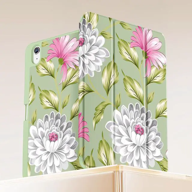 Alt view image 4 of 5 - Mektron Case for iPad (A16) 11th Generation 11-inch 2025 Fit iPad 10th Gen 10.9 inch 2022, Tablet Cover with Trifold Stand + Pencil Holder + Auto Wake/Sleep + TPU Back Cover,Floral C398