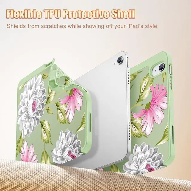 Alt view image 5 of 5 - Mektron Case for iPad (A16) 11th Generation 11-inch 2025 Fit iPad 10th Gen 10.9 inch 2022, Tablet Cover with Trifold Stand + Pencil Holder + Auto Wake/Sleep + TPU Back Cover,Floral C398